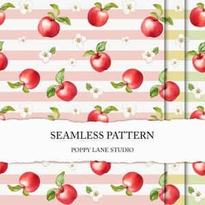 striped apple seamless pattern, seamless fruit pattern, cute apple pattern, preppy apple background, edible fruits, summer seamless apple