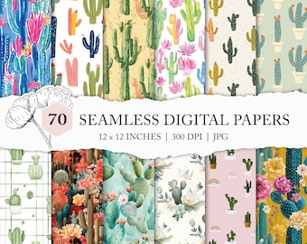 cactus background, cactus seamless pattern, botanical digital paper, cactus print for commercial use, cactus scrapbook paper, cactus pattern