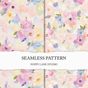 abstract pastel floral seamless pattern, whimsical floral background, impressionist digital paper, girly flower print, impasto seamless file