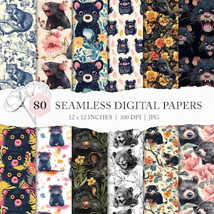 Tasmanian Devil seamless background, Tasmanian Devil pattern, Tasmanian Devil digital paper, Tasmania, Australian animals, black rat pattern