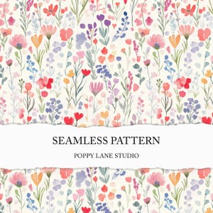 bunte Wildblumen Hintergrund, florale nahtlose Muster, adrette Sommer Blume Druck, Blumenwiese digitales Papier, Stoffmuster