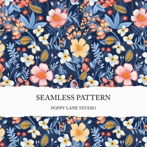 Motif de fond fleur bleue preppy, motif floral bleu harmonieux, motif fleur bleu preppy en surface, arrière-plan floral harmonieux