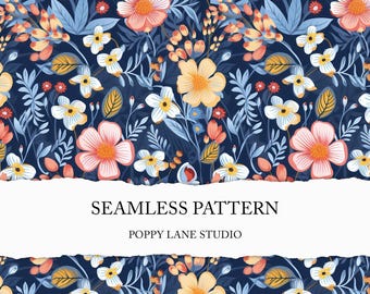 preppy blue flower background pattern, seamless blue floral pattern, preppy blue flower surface pattern, ditsy floral seamless background