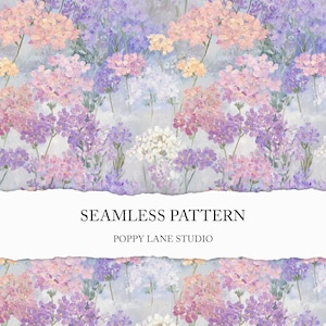 Patrón sin costuras de prado floral pintado, fondo de flores moradas, patrón digital de flores silvestres gouache, diseño textil floral lila abstracto
