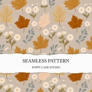 simple autumn background, seamless fall leaves pattern, dandelion printable, fall digital paper, painted autumn leaf design, fall texture