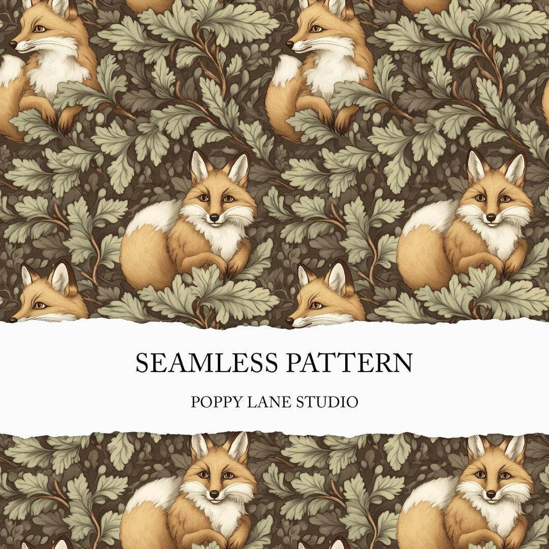 Vintage Fox Seamless Pattern, Woodland Animal Print, Fox Fabric Design ...