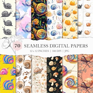 snail seamless pattern, snail digital background, snail printable paper, slug pattern, seamless snail pattern, snail scrapbook paper, JPEG