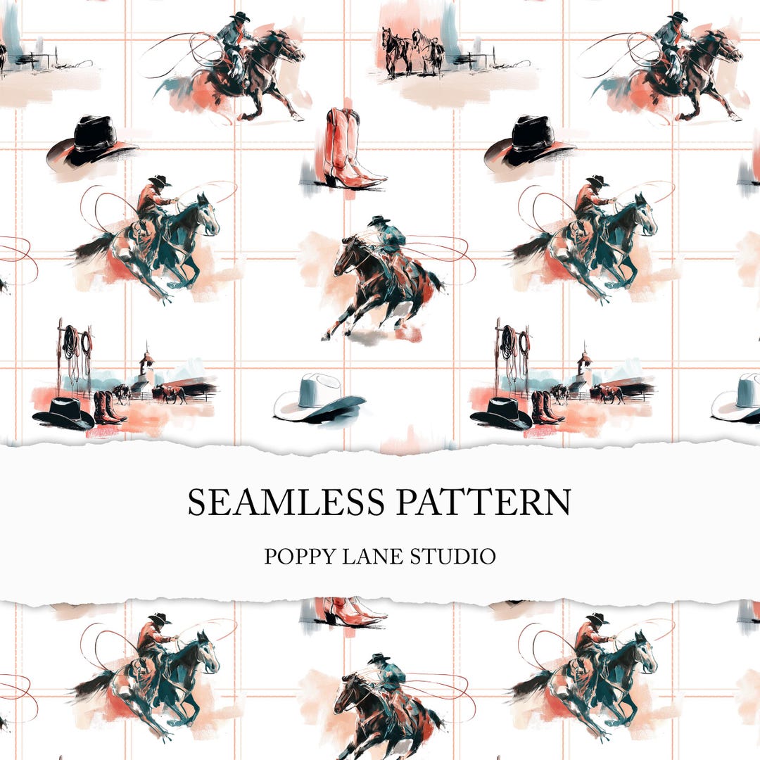 Western Rodeo Pattern Seamless Rodeo Pattern, Wild West Seamless File, Horse Riding ...