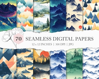 mountain range background, mountain range seamless pattern, mountain background, rocky mountains digital paper, seamless mountain pattern