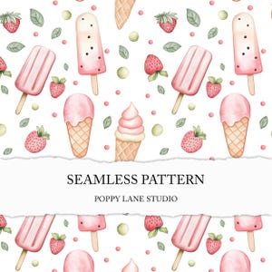Lindo patrón de helado pastel, fondo de helado sin costuras, paleta de helado sin costuras, papel imprimible de verano pastel, dulces sin costuras, rosa bebé