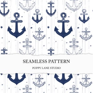 motif d'ancre sans couture, fond marin, motif côtier sans couture, papier imprimable bleu ancre de navire, tissu maritime, motif marin JPG