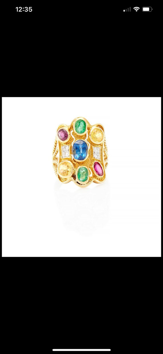 18k multi jewel ring