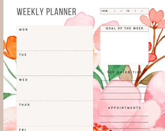 To Do List Floral Weekly Planner Pad | Small Weekly Planner Notepad | 5 ...
