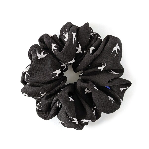 Bird Oversized Scrunchie | Black, White, Crepe | Made in Canada