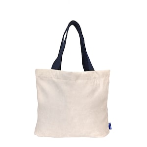 Faux Suede Tote Bag | Secret pocket + interior pockets, beige, navy | Made in Canada