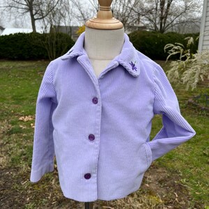 Lavender corduroy jacket sized 2T made from repurposed cotton corduroy