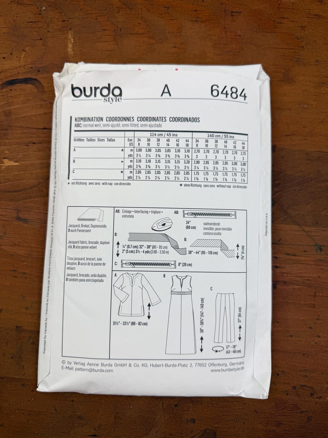 Burda Style 6484, Sewing Pattern, Uncut and Factory Woman's Sizes 8-18 ...