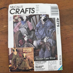 McCalls 4275 craft sewing pattern, cow dolls