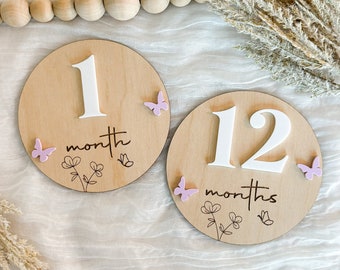 Butterfly Milestone Set, Baby Milestone Set, Monthly Milestone Set, Milestone Marker, Baby Girl Gift, Baby Monthly Photo, Baby Shower Gift