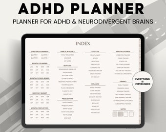 ADHD Digital Planner (made by an ADHDer) for iPad, Goodnotes + Android. girls ADHD daily planner, self care & habit tracker. Science based