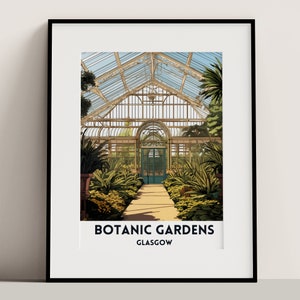 Glasgow Botanic Gardens Poster | Art Print | Scottish City Travel Poster | Cityscape Print Unframed Wall Art | Home Decor Gift