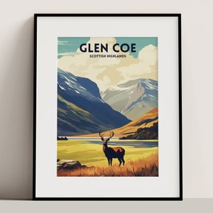 Glen Coe Travel Poster | Art Print | Scottish Highlands Travel Poster | Nature Print Unframed Wall Art | Home Decor Gift