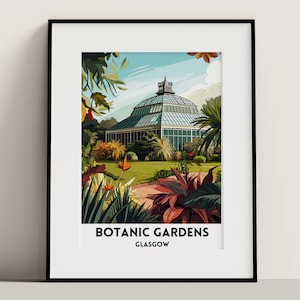 Glasgow Botanic Gardens Poster | Art Print | Scottish City Travel Poster | Cityscape Print Unframed Wall Art | Home Decor Gift