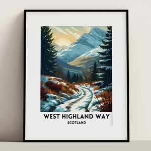 West Highland Way Winter Travel Poster | Art Print | Scottish National Trail Poster | Nature Print Unframed Wall Art | Home Decor Gift