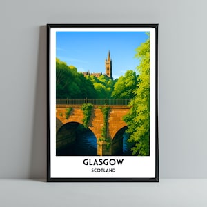 Glasgow West End University Poster | Art Print | Scottish City Travel Poster | Cityscape Print Unframed Wall Art | Home Decor Gift