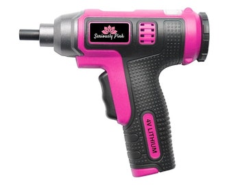 SERIOUSLY PINK 4V 1.5Ah Compact Cordless Electric Screwdriver Set - Retractable 7 Bit Cartridge - Magnetic Charge Cable - IKEA Assembler