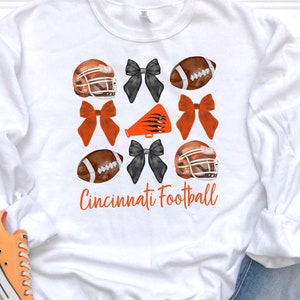 Cincinnati Football Coquette PNG,  Bengals Coquette,  Cincinnati Fan Gift, Sublimation Digital Download, Black or Orange Text PNG.
