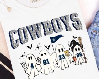 Dallas Football Halloween PNG,  Cowboys Ghost, Faux Glitter Dallas Digital Download Dallas Fan Gift