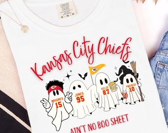 Halloween w Kansas City Football PNG, Duchy z Chiefs Boo Sheet, Sztuczny brokat Kansas City do pobrania w wersji cyfrowej Prezent dla fana KC