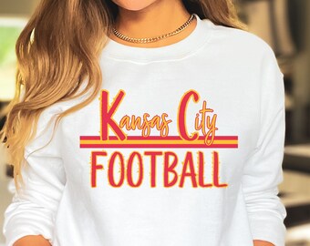 Show Your KC Chiefs Pride with this Game Day Sweatshirt! Perfect for Kansas City Football Fans. Unisex Gift, Long Sleeve Crewneck