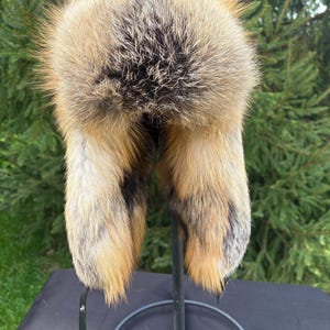 Cross Fox Fur Bomber Hat, Authentic Fur, Ultra Warm!