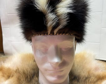 Daniel Boone Davey Crockett Syle Skunk Head Fur Tail Hat Daniel Boone Davey Crockett Syle Skunk Head Fur Tail Hat