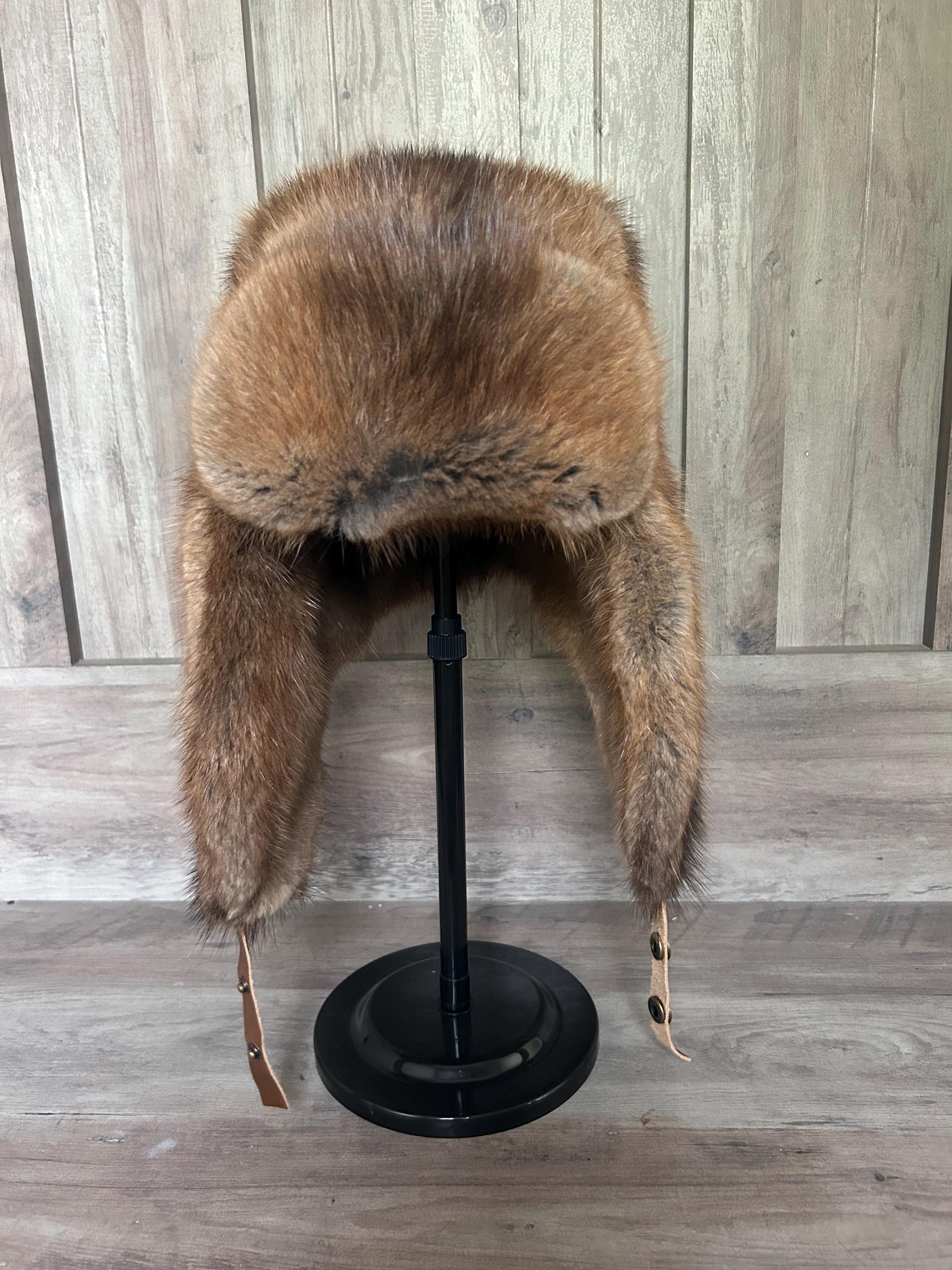 Vintage Muskrat Mid Century Ear Flap Unisex Fur Winter Hat Women main image 3
