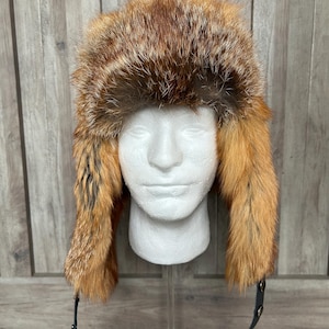 Red Fox Bomber Hat, Authentic Fur, Ultra Warm & Lightweight!