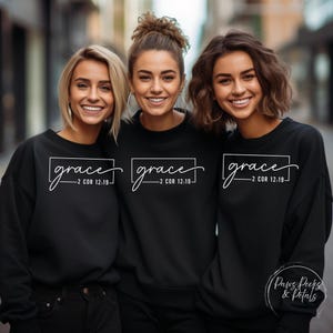 Embroidered &quot;Grace&quot; Crewneck Sweatshirt: Cozy Christian Gift
