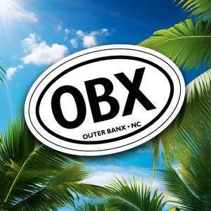 OBX Outer Banks North Carolina Vinyl Sticker Large or Small Size | Vinyl Decals for Laptop, Cars, Water Bottles