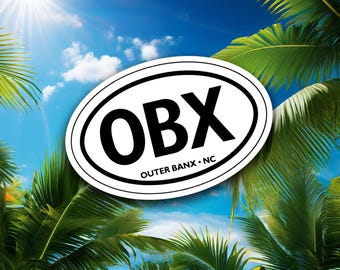 Vinylsticker OBX Outer Banks North Carolina, groot of klein | Vinylstickers voor laptop, auto's en waterflessen