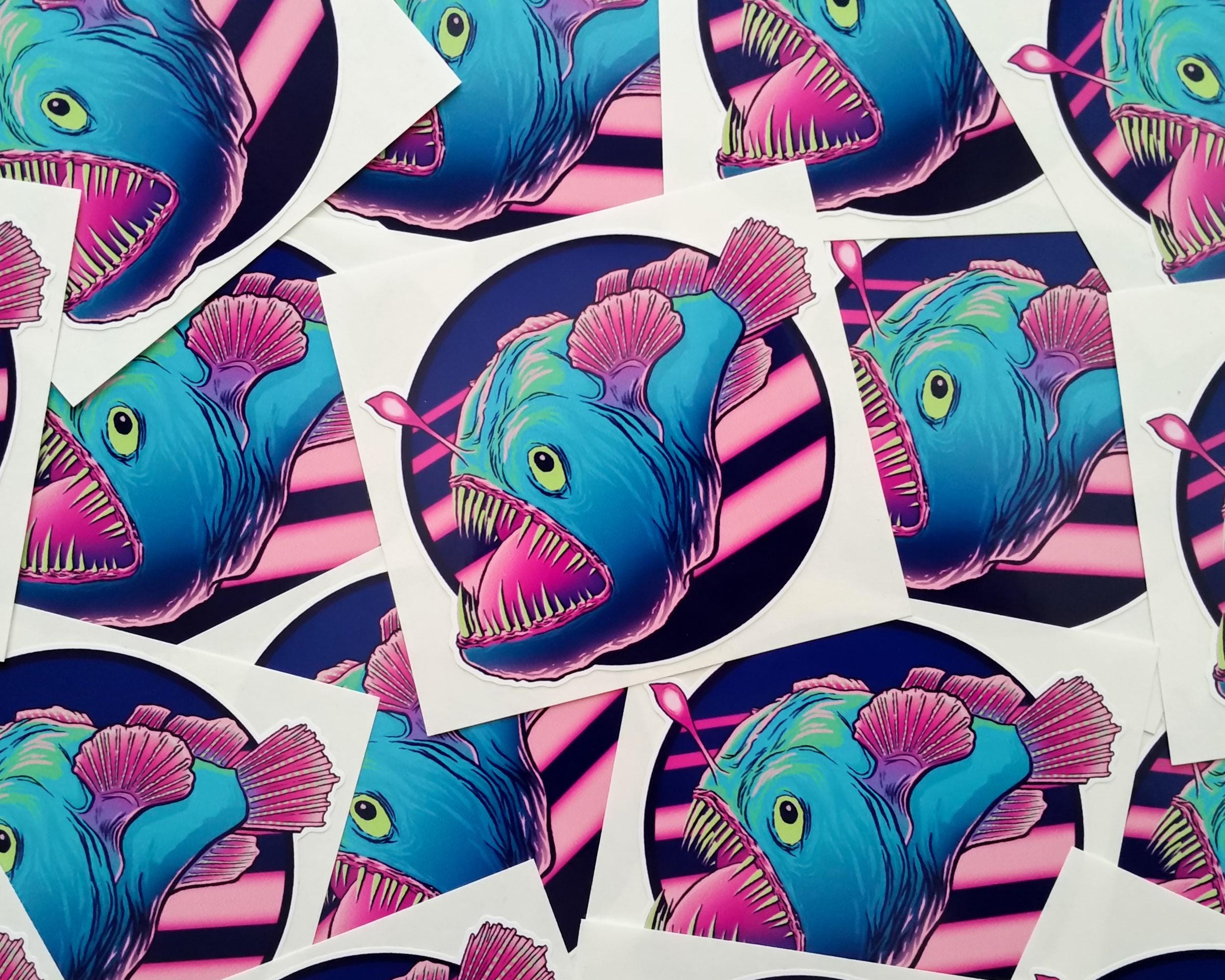 Dec Fish Sticker Angler Fish Vinyl Sticker | Deep Sea Life Vinyl Decal for Laptop, Cars ...