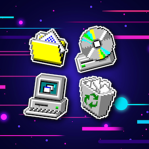 Nostalgic Computer Icons Vinyl Sticker Sheet (4 Stickers!) | Vinyl Stickers for Water Bottles, Laptops, Bikes or Cars