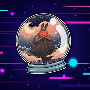 Mothman Snowglobe Vinyl Sticker | Cryptid Vinyl Decals for Laptop, Cars, Water Bottles