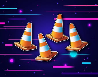 Traffic Cones Vinyl Sticker Sheet (4 Stickers) | Decal for Cars, Laptop, Water Bottles