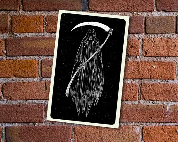 Grim Reaper Vinyl Sticker | Gothic Illustration Vinyl Decal for Laptop, Cars, Water Bottles