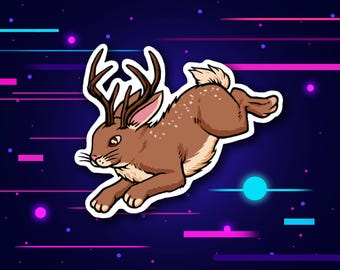 Adhesivo de vinilo de Jackalope / Adhesivos de vinilo de Cryptid y Cryptozoology para portátiles, coches y botellas de agua