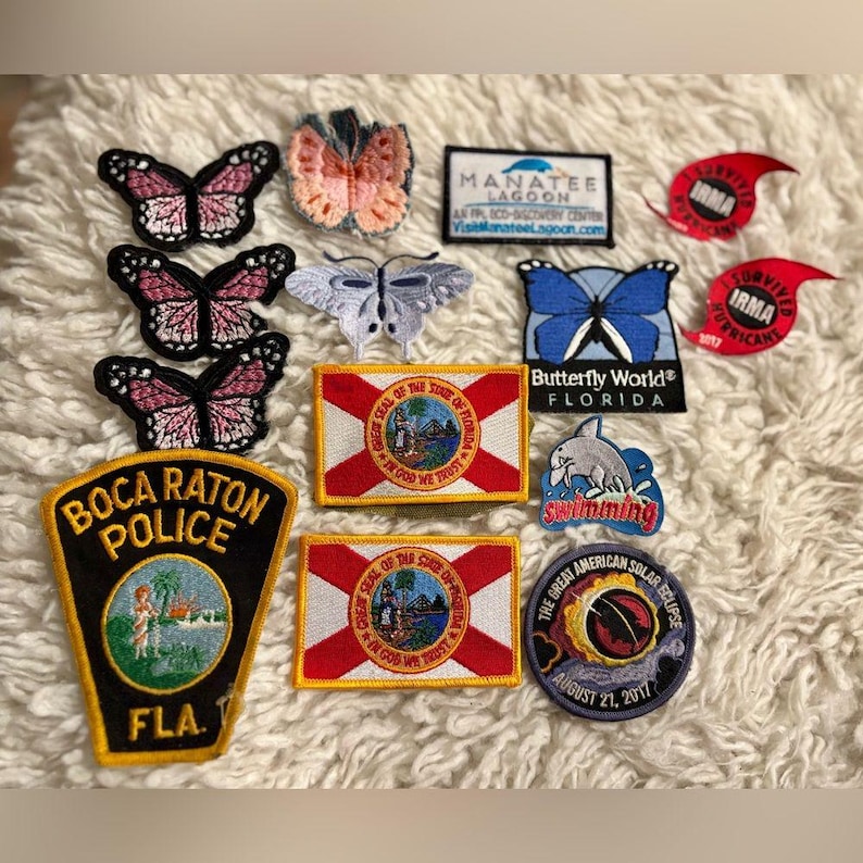 14 GIRL SCOUT Florida Themed & Misc Preowned Iron-On Patches Badges Collecting image 1