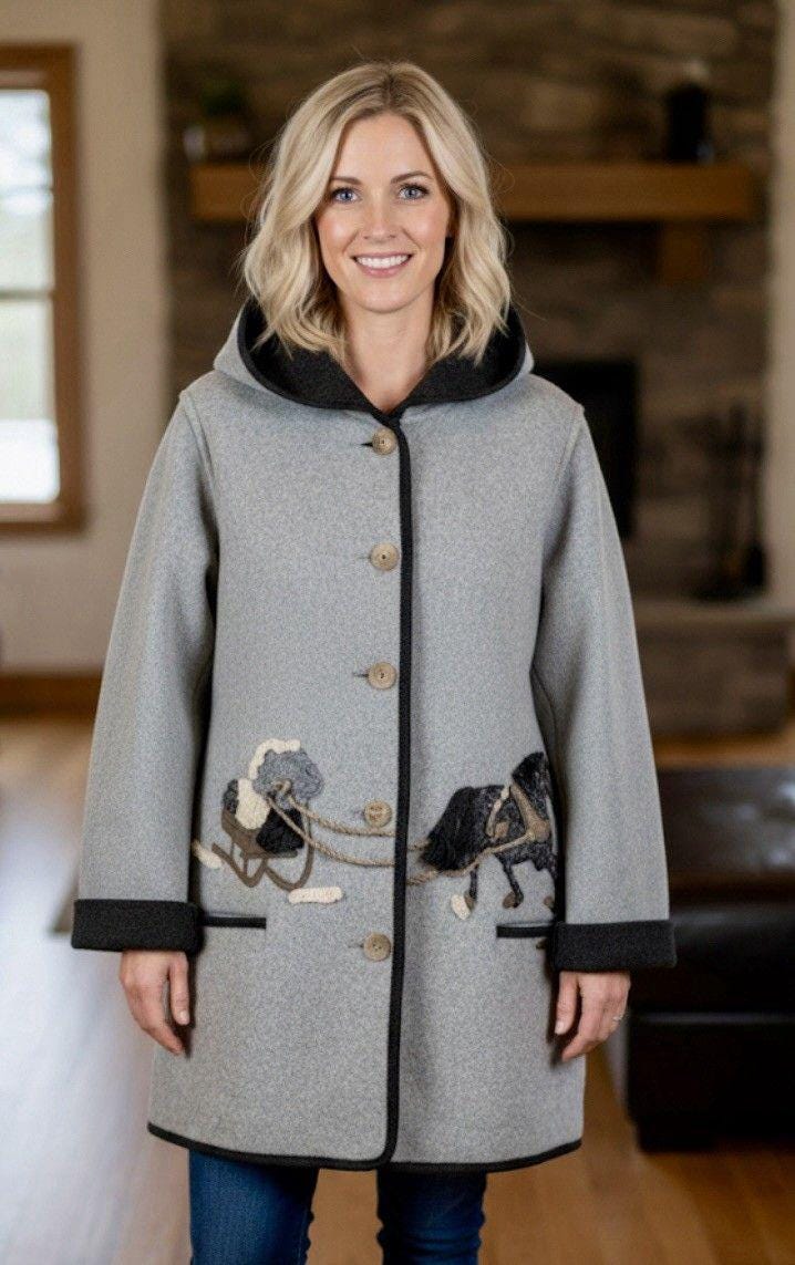 【GIESSWEIN】チロリアン wool jacket 古着 90s Austria製 GIESSWEIN 圧縮 ボイルド ウール ハーフ