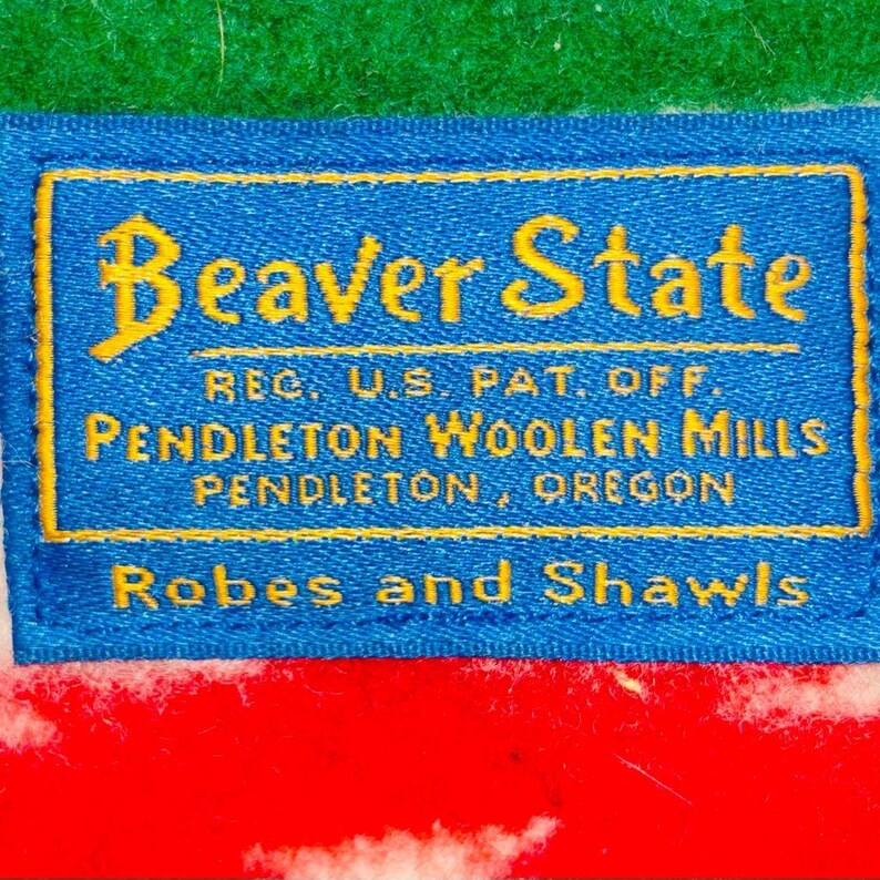 Manta reversible de lana con flecos Chief Joseph de 32 x 42 de PENDLETON Beaver State, años 60 imagen 3